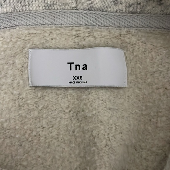 TNA The Iconic Hoodie Cropped Striped Sleeves Gray Size XXS Boxy Oversized - Picture 10 of 13